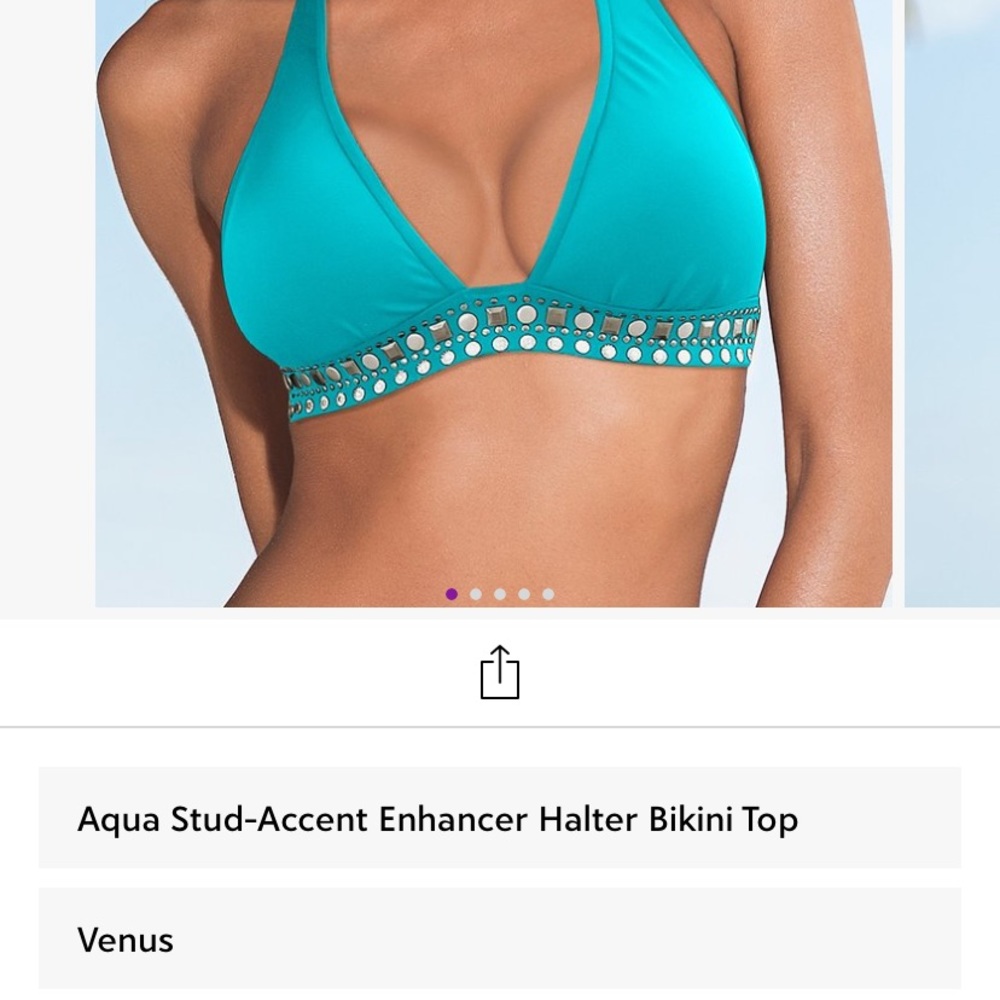 NWT Venus aqua stud accent enhancer bikini halter